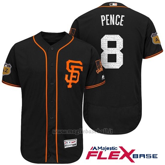Maglia Baseball Uomo San Francisco Giants Hunter Pence San Francisco Nero 2017 Allenamento Primaverile Flex Base Giocatore